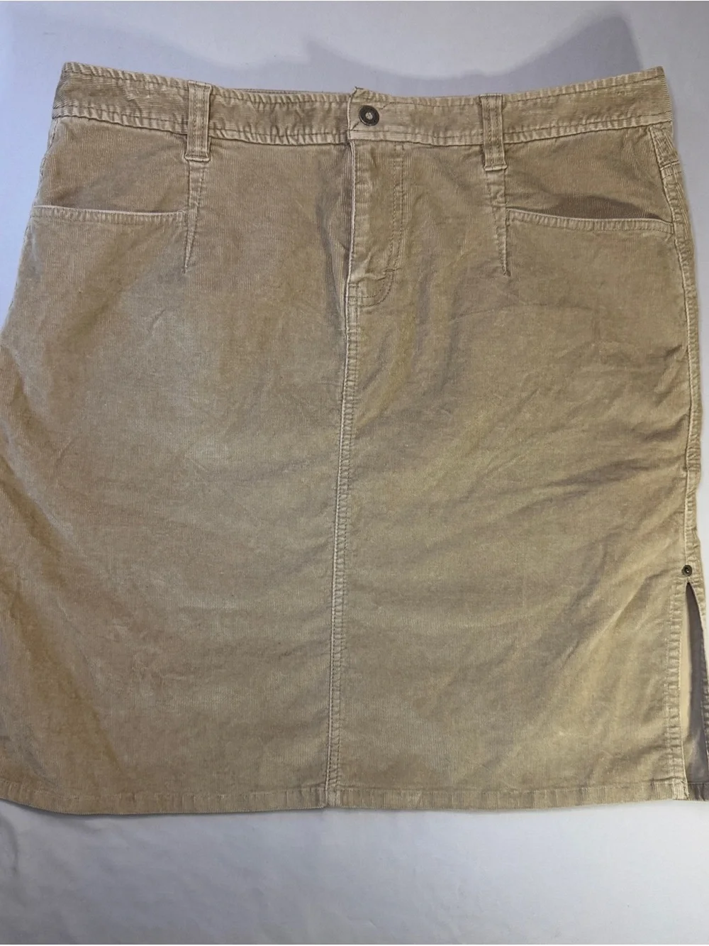 Vintage The North Face Women’s Tan Corduroy Skirt - Classic Casual, Size 16